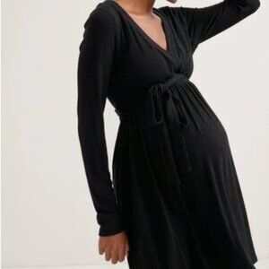 HATCH The Softest Rib Mini Wrap Dress (Black / HATCH size 2)